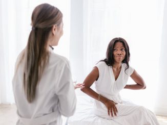 a woman undergoing a medical checkup